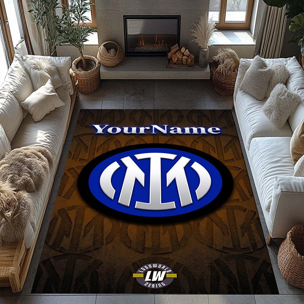 Inter Milan Personalized Name Carpet Design for Kitchen Playrooms Decorate room Dormitory Anti-slip Rug Anime Office Decor Best for Christmas
