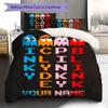 Pac-Man Custom Name Pattern Bedding,Quilt Set Quilt Cover Pillowcase Home Birthday Gift(1 * Duvet Cover + 2 * Pillowcase, Without Core)