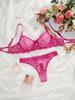 Rrench ace ra et sexy eyelashes lace purple bra set transparent ultra-thin gathering underwear