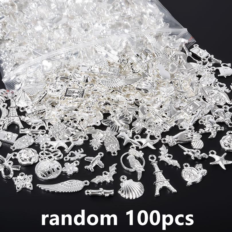 30/60/100 szt. Wielokolorowa Losowa Mieszanka Stop Metalowy Urocze Zawieszki Do Tworzenia Biżuterii Akcesoria Zwierzę Roślina Muszla DIY Bransoletki Wisiorek