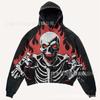 American Flame Skull Frame 3D Printed Hooded Sweatshirt, Vintage High Street Loose Trendy Brand Pullover Sweatshirt