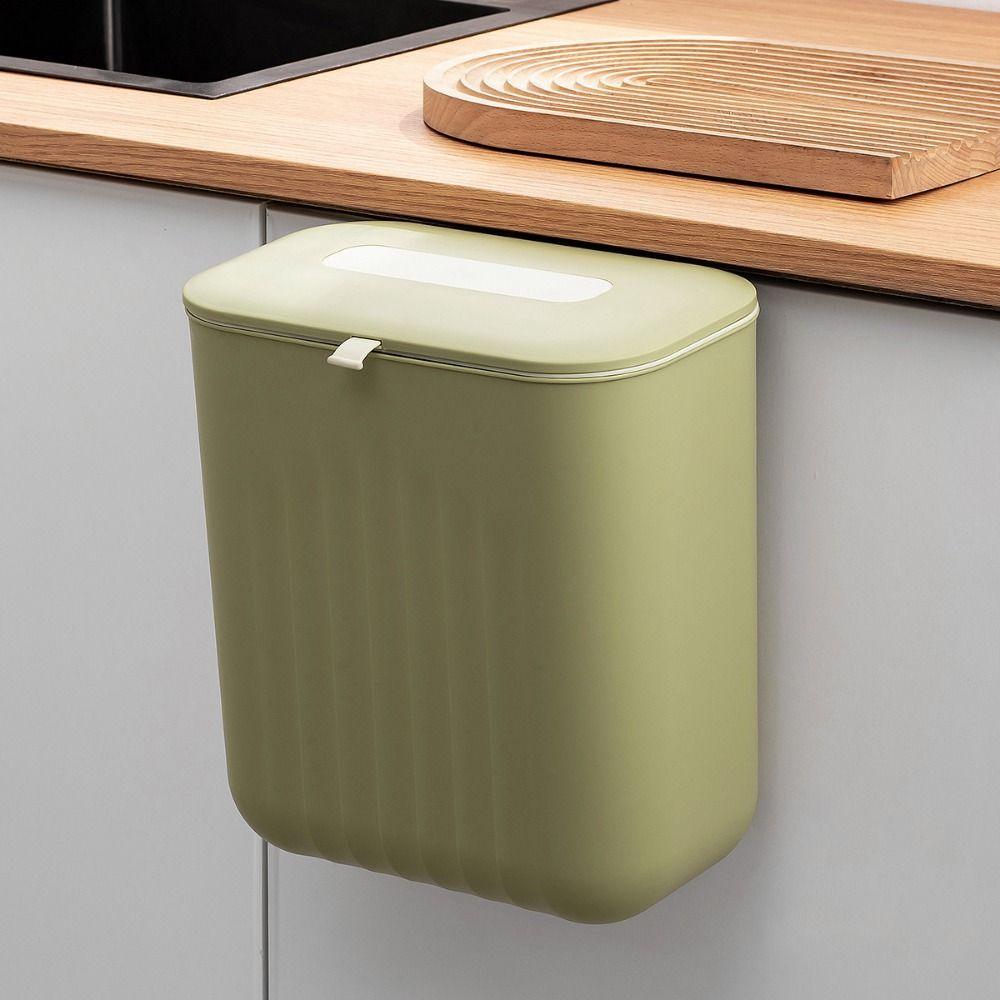 With Lid Wall Hanging Rubbish Bin No-Hole Bathroom Trash Can Kitchen Storage Box  Waste Basket