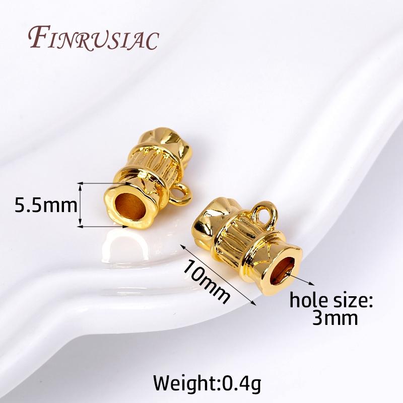 18K Gold Plated Bamboo Tube Shape Spacer Beads Pendant Charms Bail Brass Metal Bail Beads Connector DIY Jewelry Making Supplies