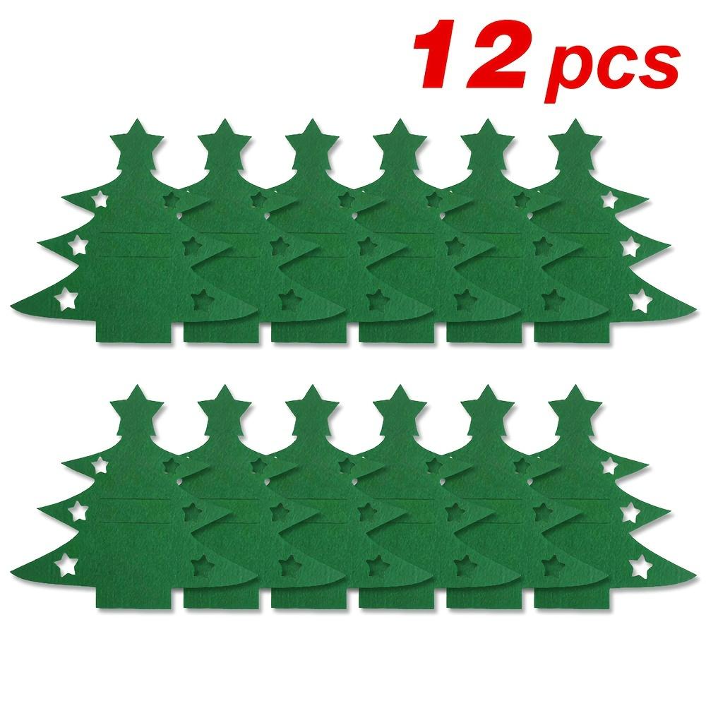 12pcs Christmas Tree Felt Knife And Fork Set, Classic Christmas Theme Design, Tableware Pockets for Holiday Dining & Party Decor