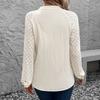 New Spring Autumn Commuter Casual Cardigan Stand Collar Pleated Lace Solid Color Shirt for Women Blouses