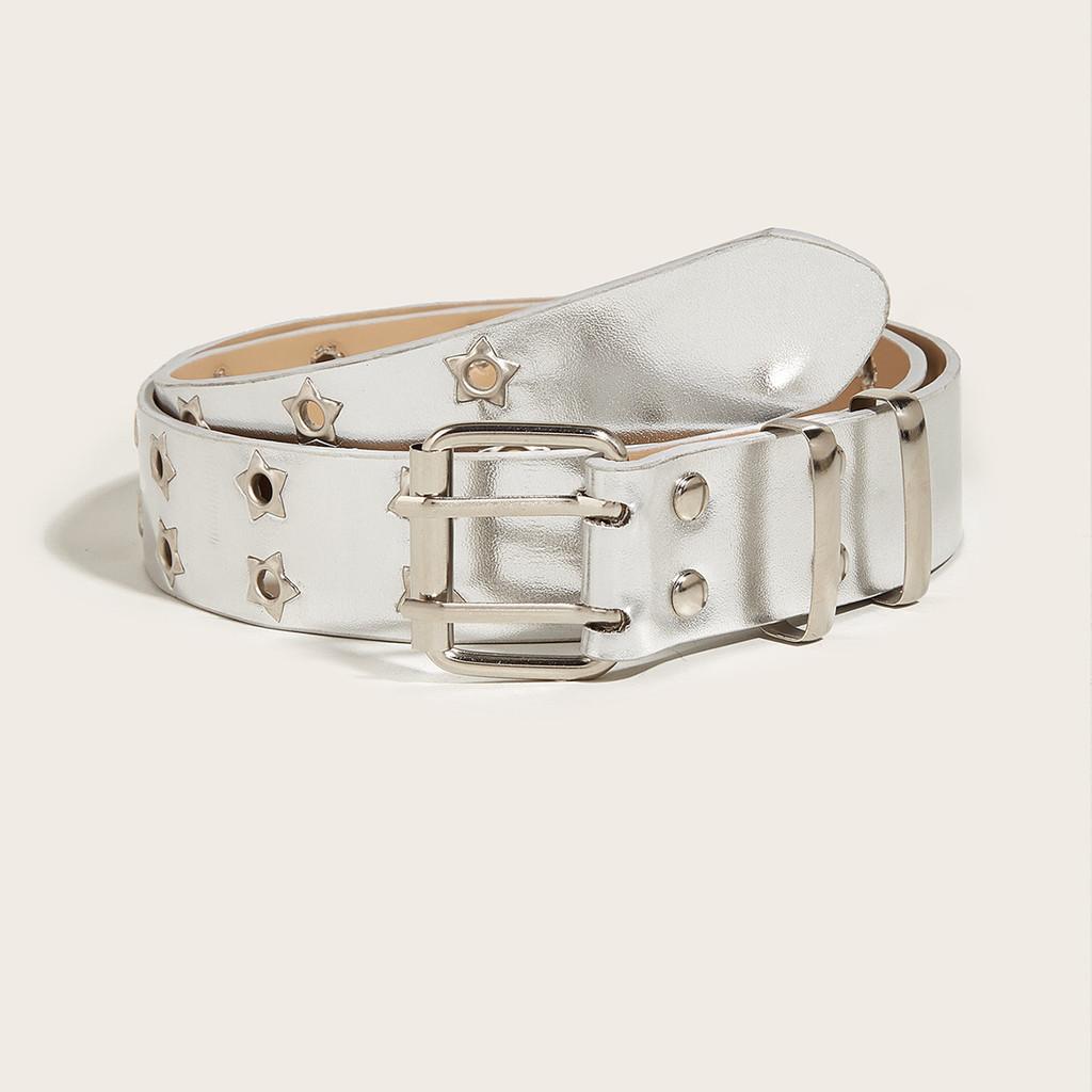 Trendy Star Double Row Buckle Belt With Hollow Punk Design In Various Colors For Spring 2023