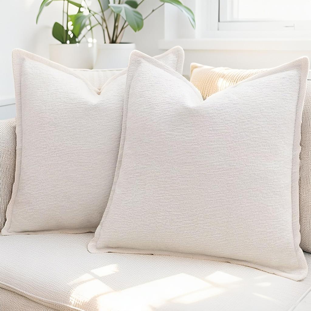 Simple Ins Nordic Solid Color Chenille Press-side Pillow Case Model Room Sofa Decoration Cushion Large Backrest
