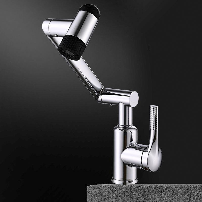 White Universal Rotating Bathroom Basin Faucet Mechanical Arm Washstand Single Hole Single Handle Hot and Cold Water Mixer Tap