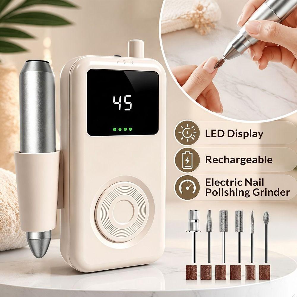 LED Display Electric Nail File 6 Grinding Heads Nail Grinder Nail Tools