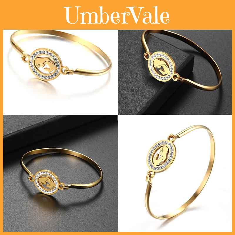 Exquisite Gold Plated Simple Cuff Bangle With Shimmering Rhinestones Jewelry Piece