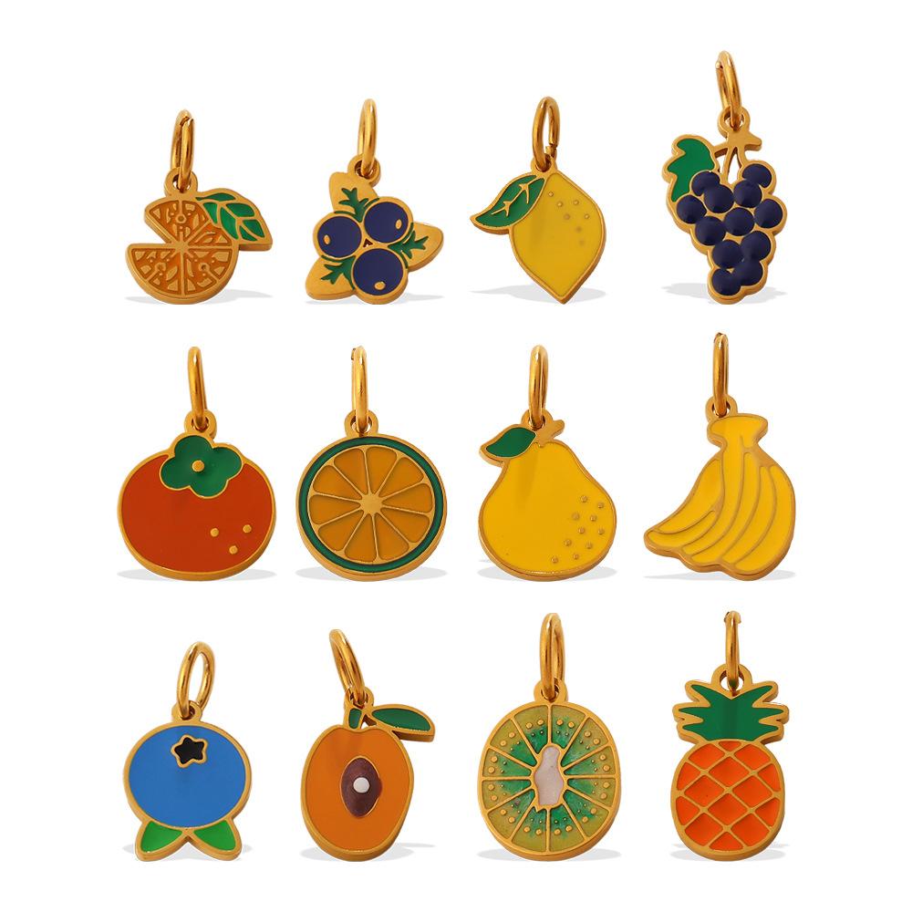 Dopamine Feng Shui Fruit Lemon Slices Oil Drip Necklace Bracelet Accessories Fresh Wind Pendant