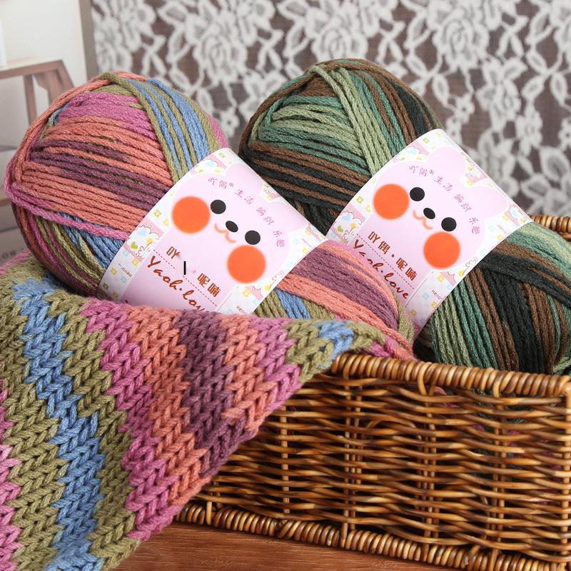 6-fädiges buntes Milchbaumwollgarn für Schals und Mützen - Dicker Garnknäuel für handgefertigte Häkel- und Strickprojekte