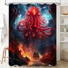Roter Gigant Cthulhu Tentakel Duschvorhang 3D Fantasy Sci-Fi Horror Design für Badezimmerdekorationen Hohe Qualität Wasserdicht Dusche