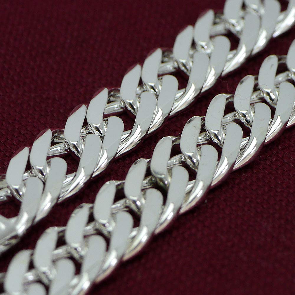 Made In Italy Silver 925 Double Kihei Necklace M1 Silver Double Width 12mm Thick Thickness Length [Silver One] Men's [White 6-sided 3.5mm 56cm]