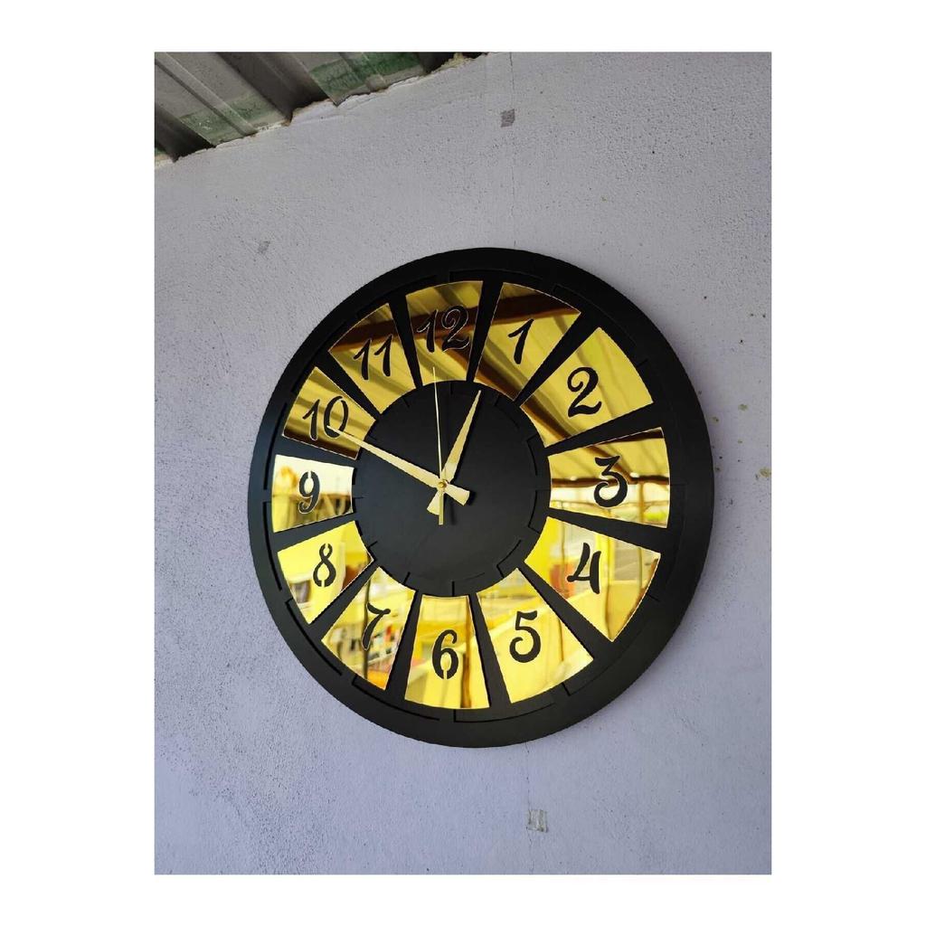 Musta värvi hõbedane nummerdatud kingitus puidust dekoratiivne erineva mustriga kodu kingitus seinakell 50cm