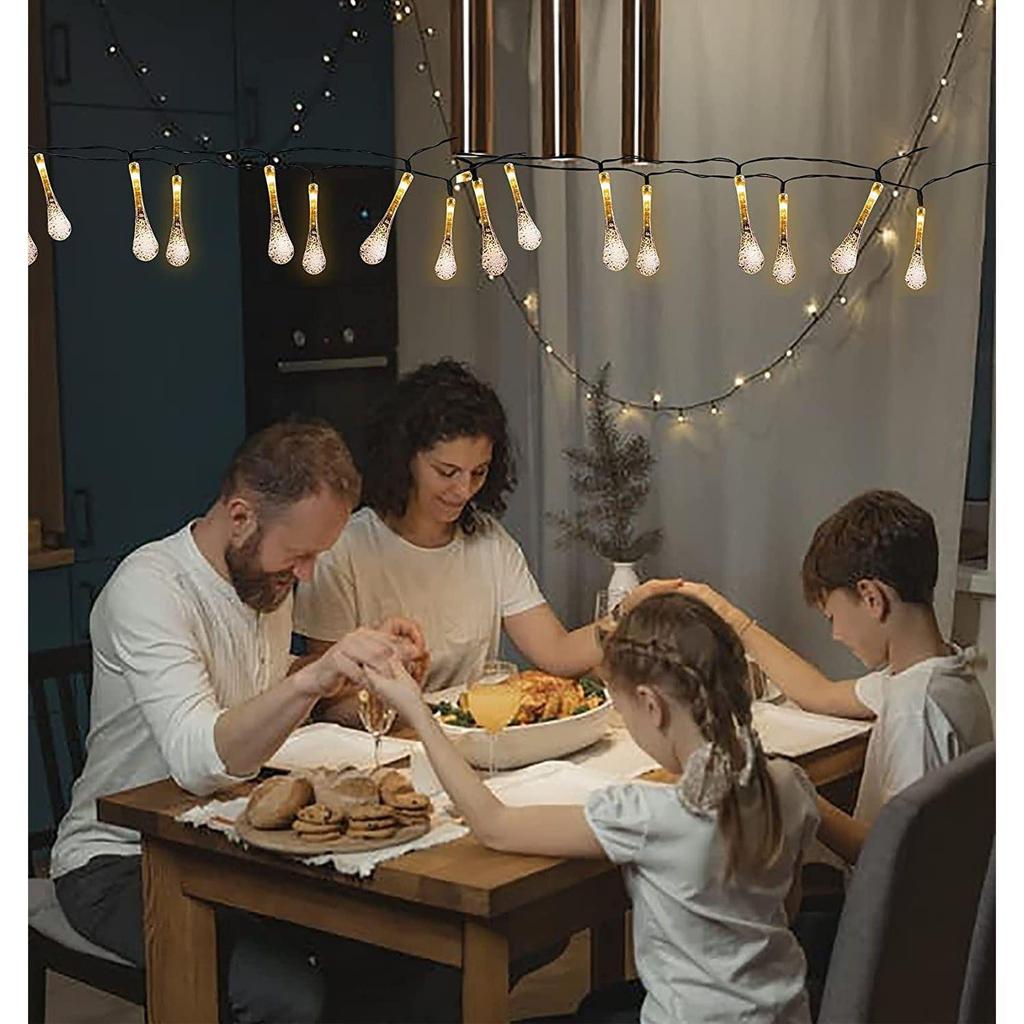 Serial String Lights - 14 LED Crystal Rain Drop, 10 Feet Warm White Fairy Lights for Home,Mandir,,Deepawali & Diwali Decoration,Christmas