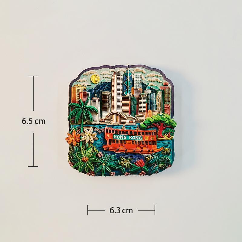 China Hongkong 3D Stereoskopische Tourismus-Souvenirs Harzmalerei Dekoration Heimkollektion Kühlschrankmagnete