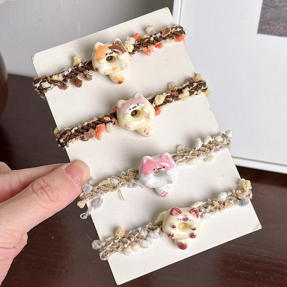 

4 шт. милые японские мультяшные резинки для волос с котиками, цветные, в виде бобов, резинки для волос, инс, для милых мягких девушек, универсальные резинки, повязка на голову, головной убор