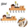 Office Badge Storage Rack Solid Wood Key Holder with 6 Hooks Decorative Wall Hanging Rack Kitchen Utensil Hook Space Saving Mounted Organizer