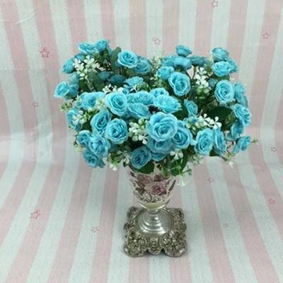 Nouveau 1 Bouquet 5 Branches 15 Têtes Rose Artificielle Mariage Décoration de Maison Fleur en Fausse Soie
