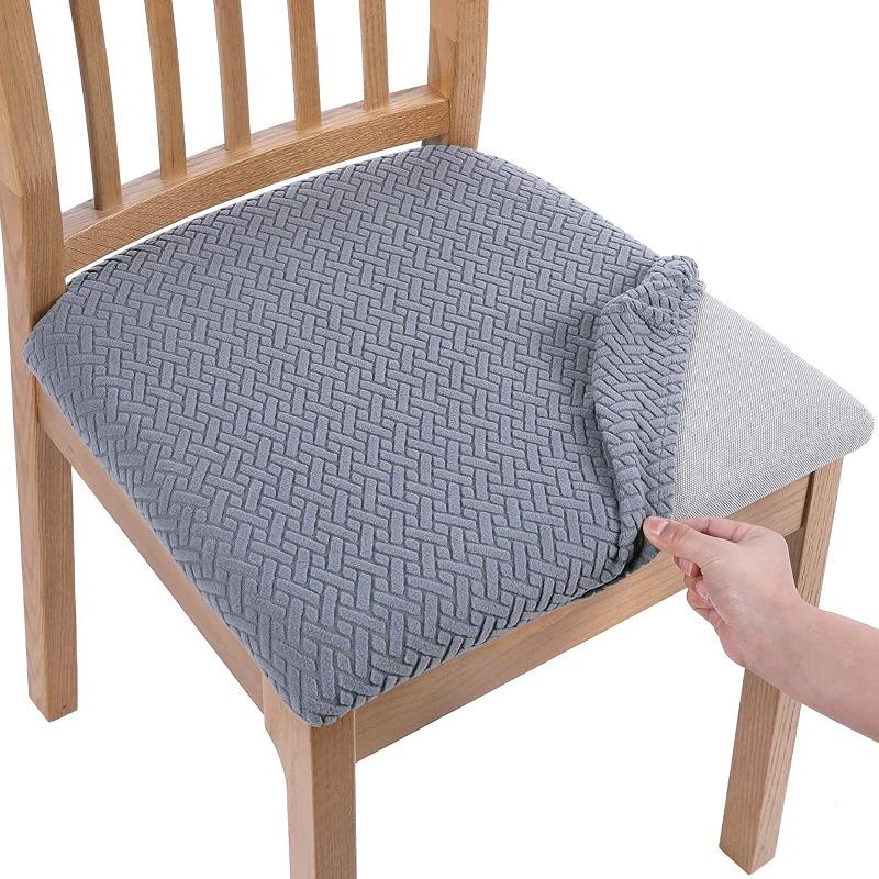 Office and Home Chair Cushion Cover, Square Seat Cushion Anti Fouling Cover Elastic Arc-shaped Chair Cover Stool Cover Split Type Cover