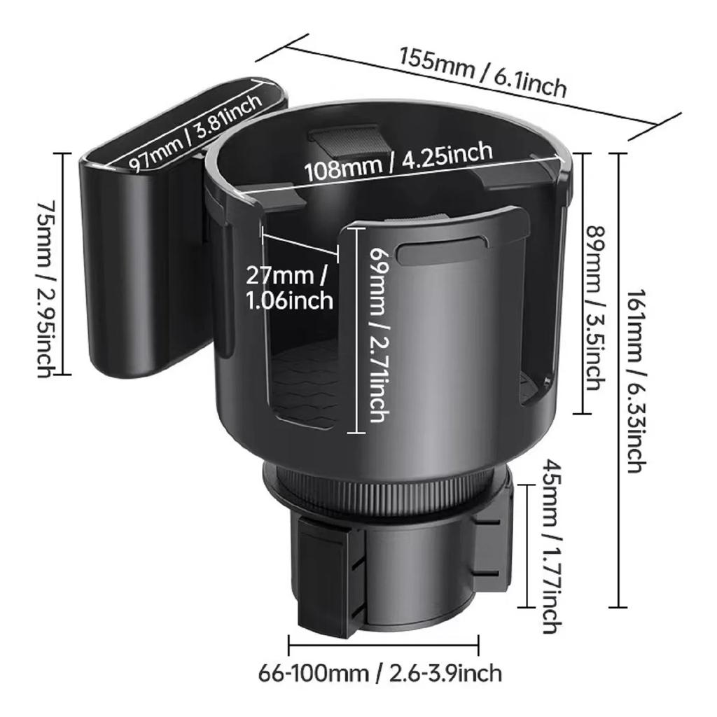 Car Cup Holder Expander 2-in-1 Design Adjustable Base Phone Stand Universal Multifunctional Organizer Car Accessories