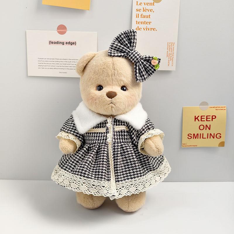 Medium Bear Outfit - Blue Pink Striped Carrot Overalls Set
