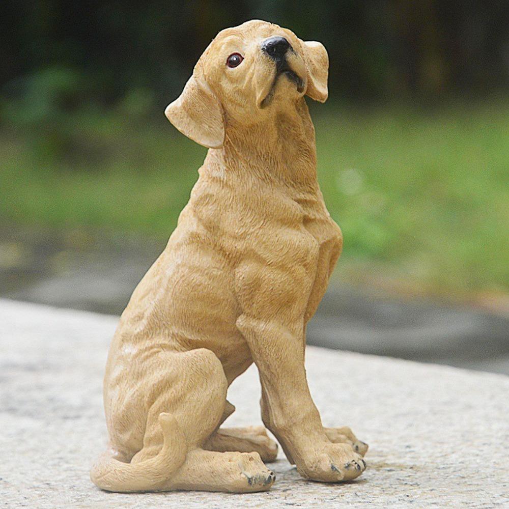 Resin Crafts Small Dog Statue Handmade Puppy Statue  Home Office Desk Decoration