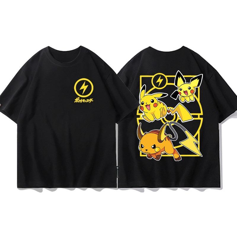 2026 Summer Charizard Evolution Double Side Japnese Anime Print TShirt Cotton Oversized Couple Family Tee for Travel Sports