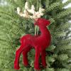 1PC Flocked Reindeer Tree Decoration Glitter Reindeer Scandinavian Christmas Ornament Holiday Decor 10x14cm