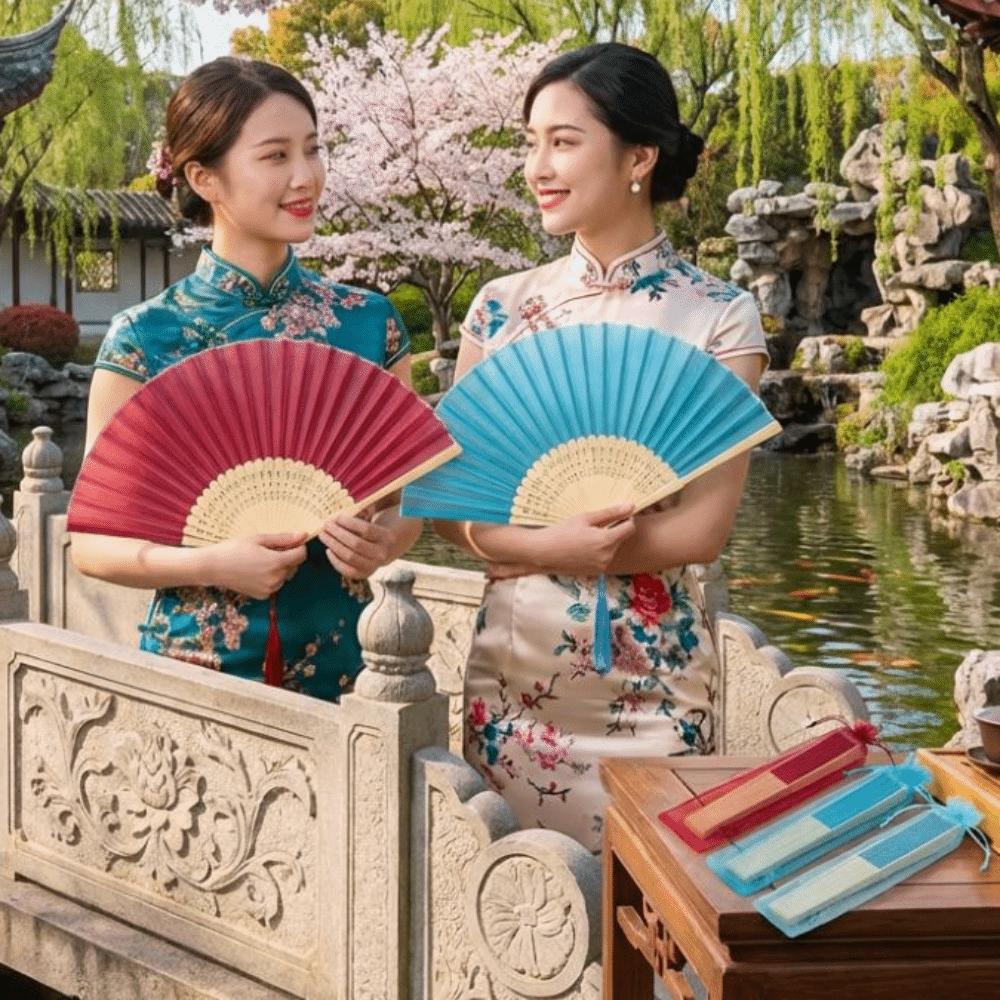 Wear Resist Silk Hand Fan Chinese Style Bamboo Hand Fan Classical Dance Fan  Home Decoration