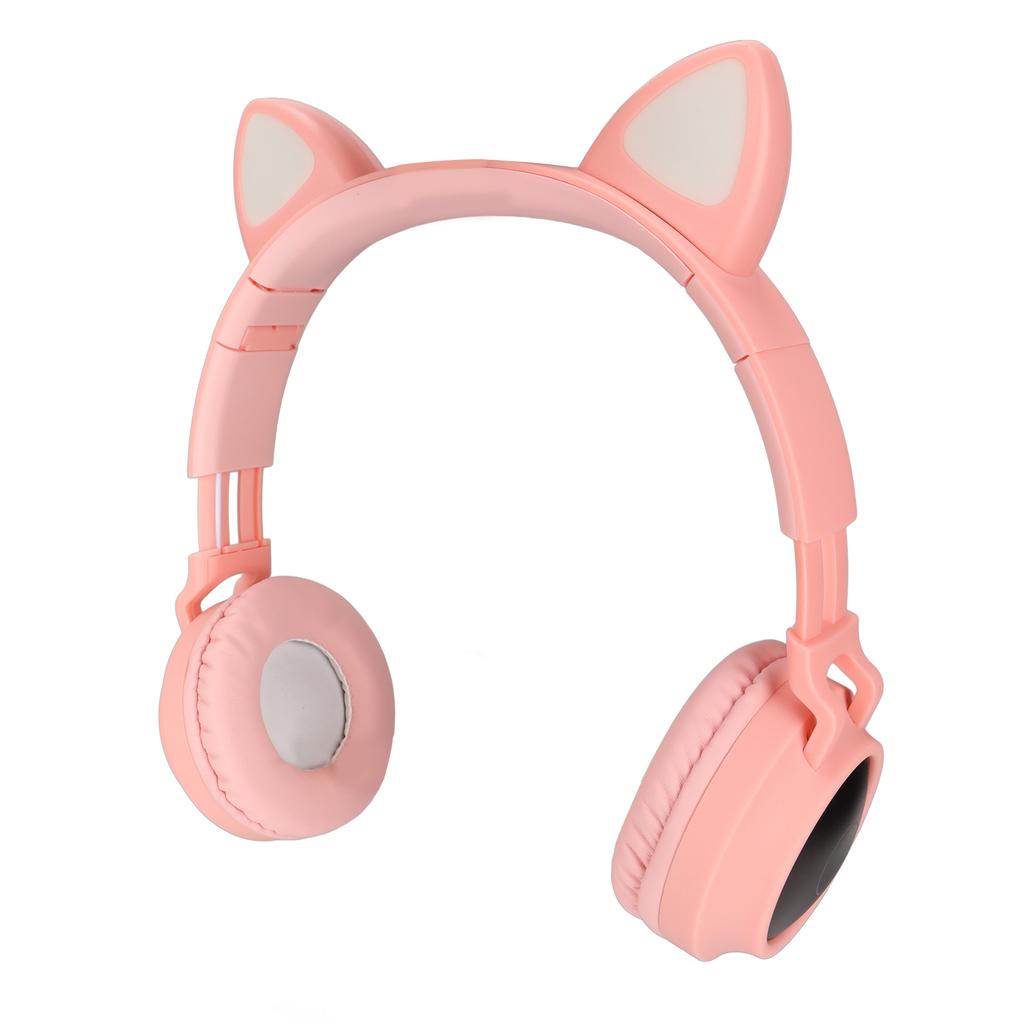 Cat Ear Gaming Headphones Deep Bass LED Light Foldable Cute Cat Ear Headset with Soft Earmuffs Blue