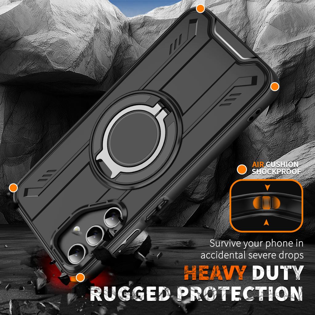 For Samsung Galaxy A35 5G Magnetic Case Rotating Ring Kickstand PC + TPU Shockproof Phone Cover