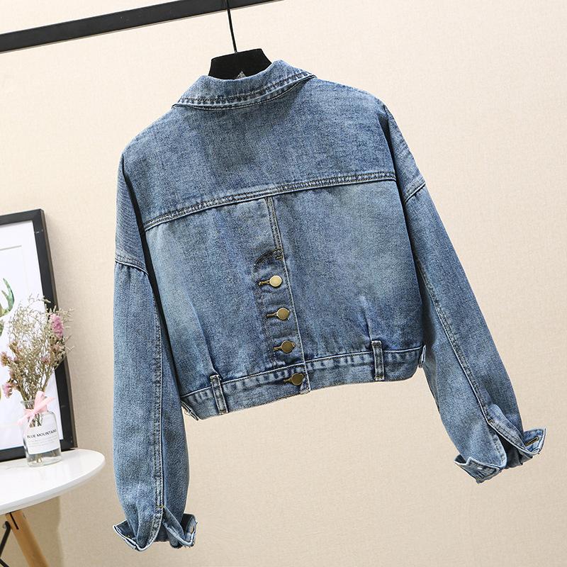 Giacca di jeans vintage coreana da donna per primavera e autunno, manica a pipistrello senza maniche, corta, versatile, vestibilità larga