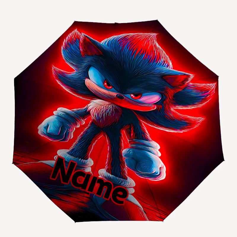 

1PC Sonic the Hedgehog - Custom Name Automatic Folding Umbrella - Compact 8-Rib Design, Durable Plastic & Iron, Daily Use S0106020