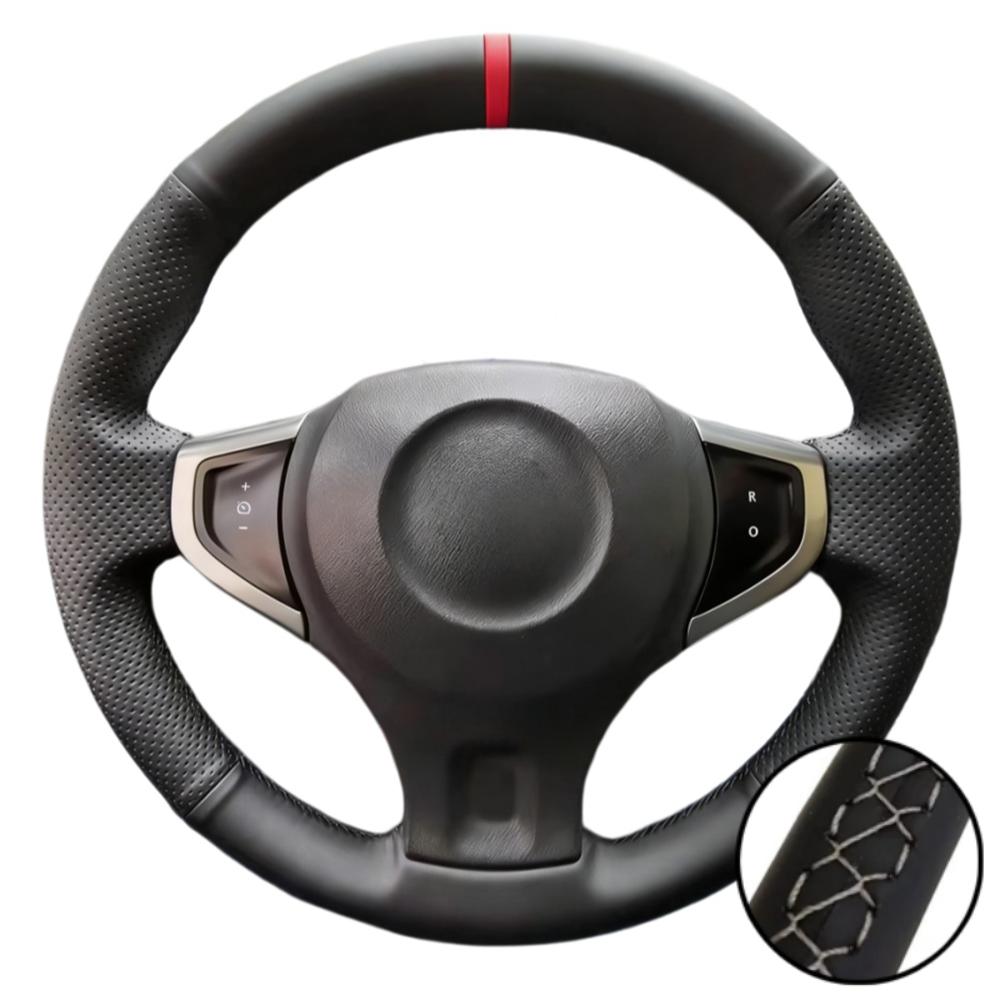 Hand Stitched Black Perforated Non-slip Artificial Leather 2009-2014 Samsung QM5 Steering Wheel Cover For Renault Koleos
