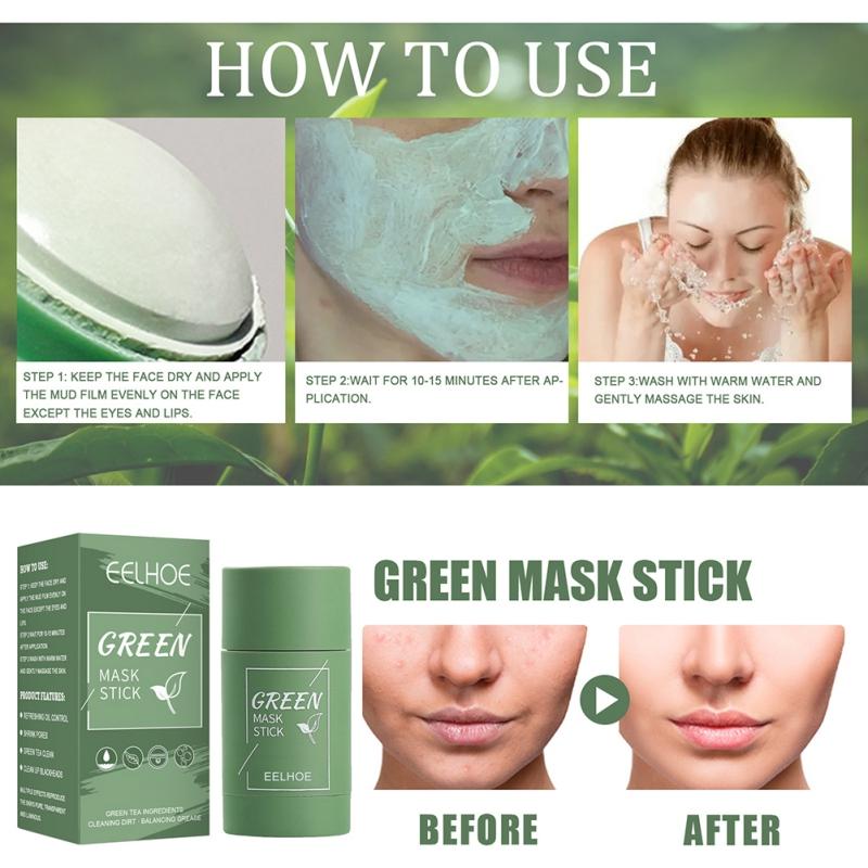 Green Tea Mask Stick Purifying Clay Mask Skin Detoxifying Face Stick Mask