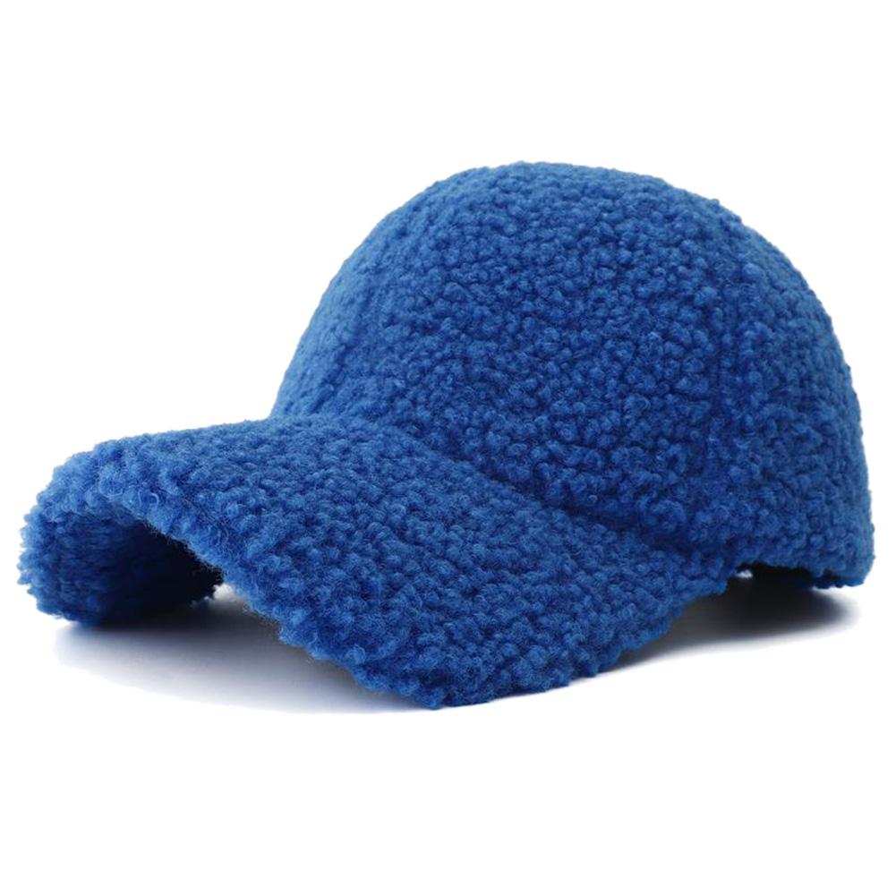 New Solid Color Artificial Lamb Wool Baseball Cap Plush Snapback Hat Autumn Winter Keep Warm Dad Hats For Women Men Sunshade
