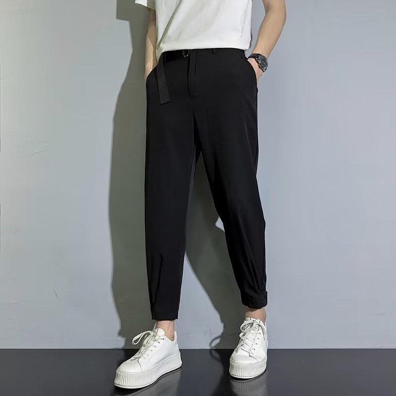 Fashion simple youth popular ins lazy solid color trendy trousers men's casual trend summer trousers new