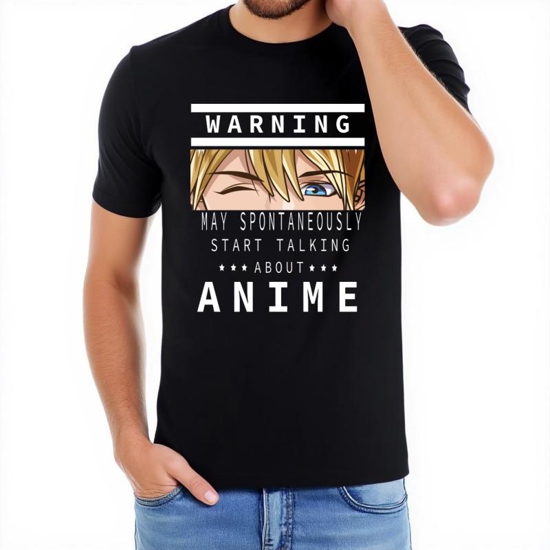 Summer top Relaxed Fit For men Oneck tshirt Brand Warning May Spontaneously Start Talking About Anime Stylish Unisex Tshirt