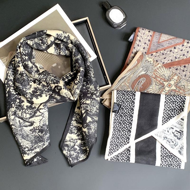 Silk scarf long strip high-end new cashew flower versatile temperament scarf with shirt silk scarf streamer belt