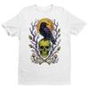 Gothic Crow Skull Candles Unisex T-shirt | Spooky Halloween Gifts Sizes S-5XL
