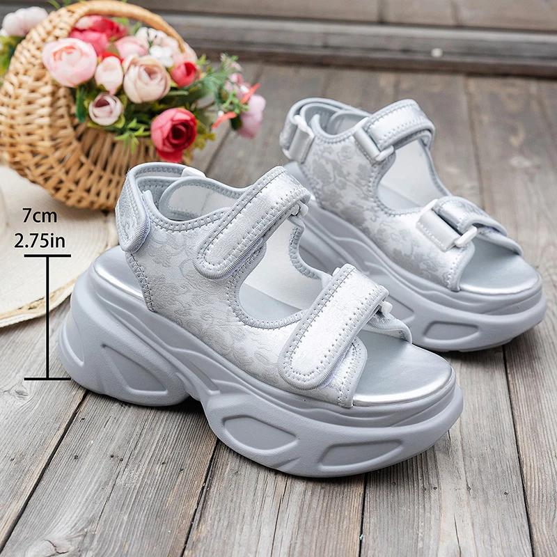Fashion Chunky Platform Sandals for Women 2025 Summer Hook Loop Wedge Heel Sandals Fashion Women Shoes Thick Bottom Casual Sandles Mujer