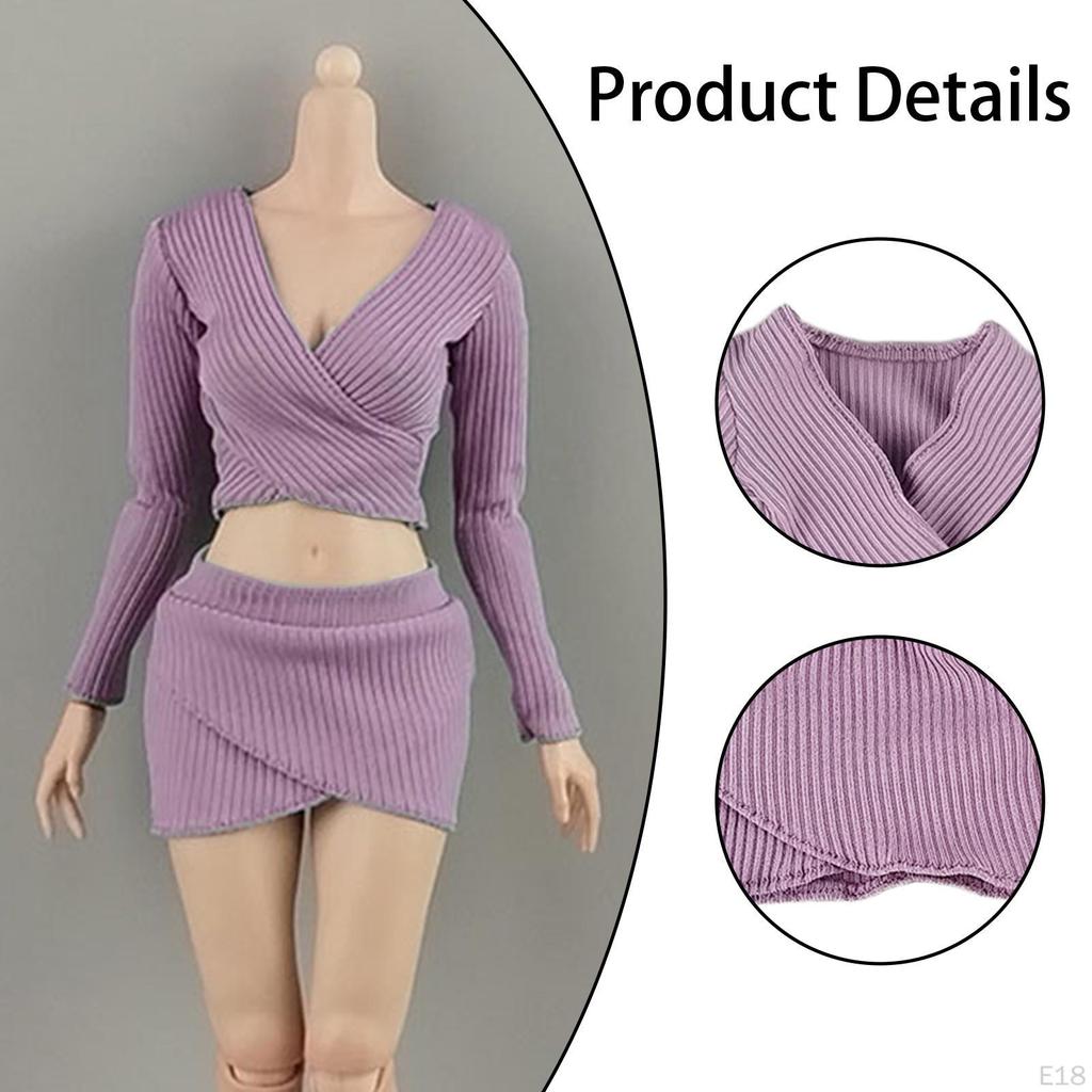 1:6 Female Crop Tops Action Figure Clothes Fashion Handmade Cosplay Long Sleeve Top for 12''