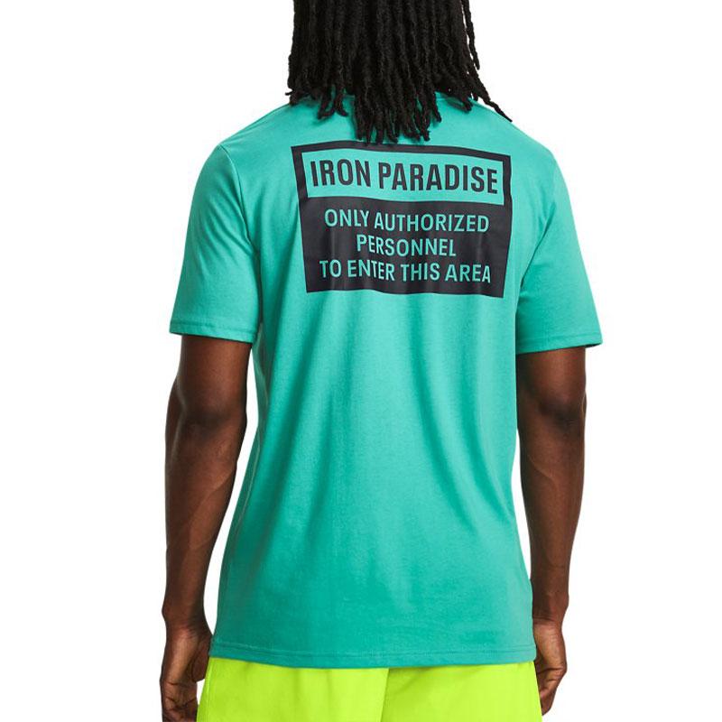 Under Armour Johnson Series LC Brahma Letter Logo Printed Sports Short Sleeve T-Shirt Men Tops Green 1379839-369