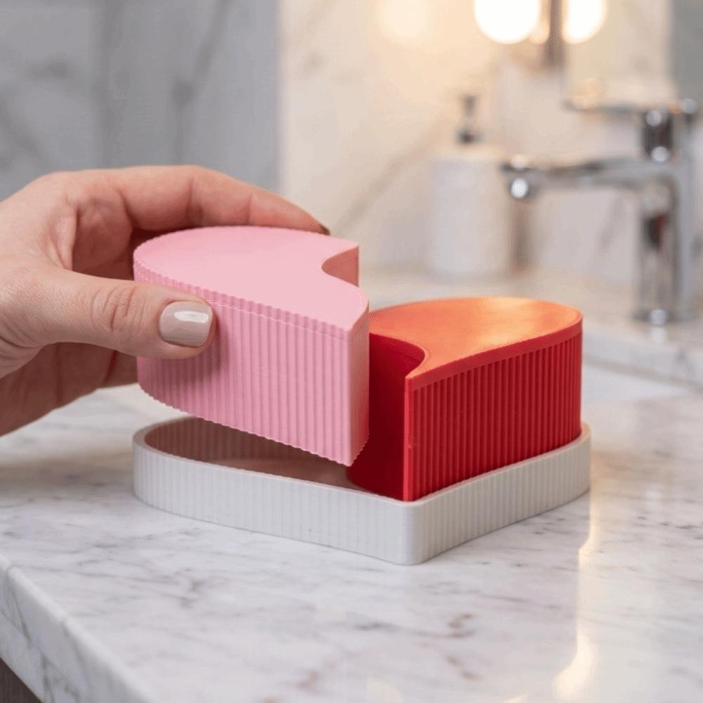 2 Compartments Heart-Shaped Jewelry Box 3D Printed Double Colors Storage Box  Gift for Girlfriend
