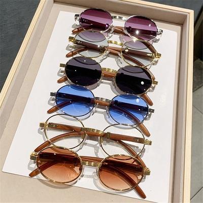 Mode Kleine Fassung Vintage Runde Sonnenbrille Luxuriös Trendig Oval Sonnenbrille Klassische Brillen Für Damen & Herren