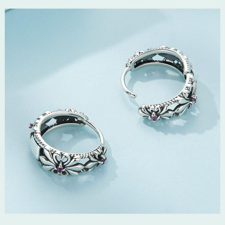 Avle Retro Iris Hul Sterling Sølv S925 Allsidige Sommer Øredobber for Kvinner