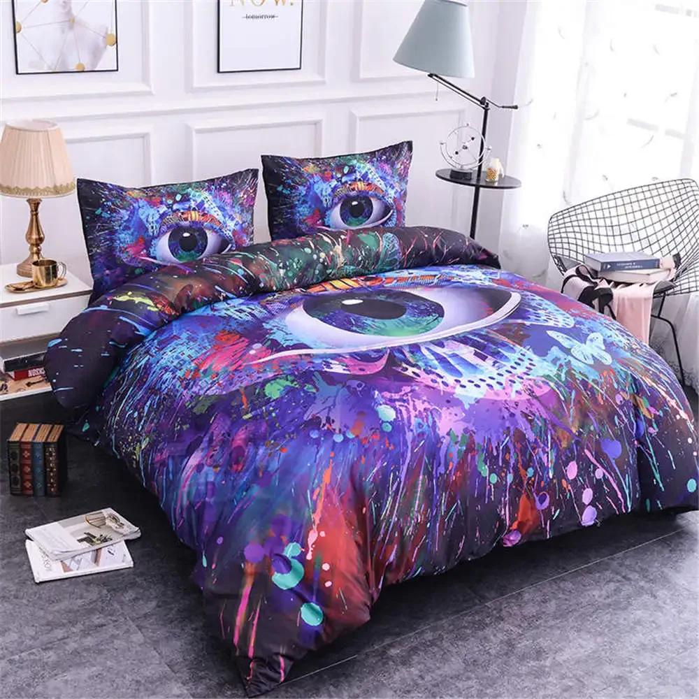 Mandala Eyes King Queen Duvet Cover Boho Psychedelic Style Bedding Set Teens Adults Hamsa Hand Devil's Eye Polyester Quilt Cover