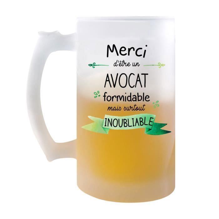 Chope Merci Avocat Inoubliable | Verre à bière Pinte Idée Cadeau Collègue Travail Retraite